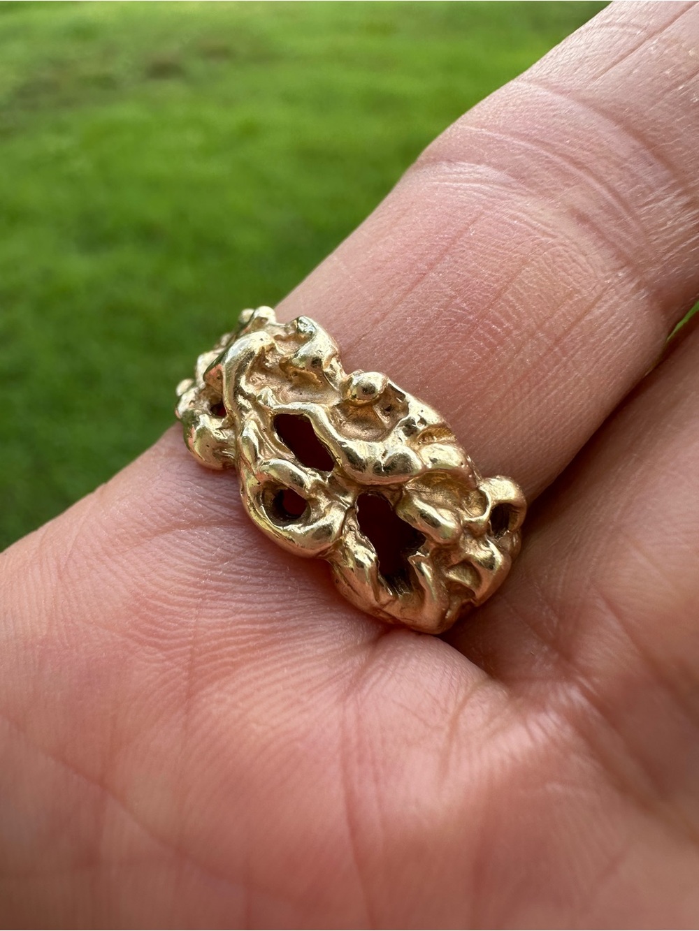 Vintage 14k Yellow Gold Abstract Nugget Ring (Size 8.5) - Picture 7 of 8